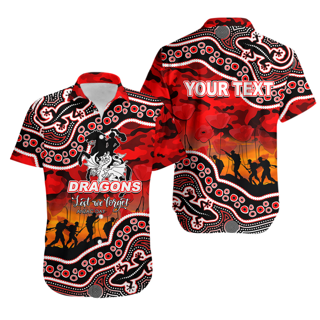 (Custom Personalised) Anzac Day NRL - Dragons Hawaiian Shirt Aboriginal Lizard Patterns - Vibe Hoodie Shop