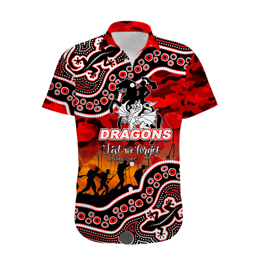 (Custom Personalised) Anzac Day NRL - Dragons Hawaiian Shirt Aboriginal Lizard Patterns - Vibe Hoodie Shop