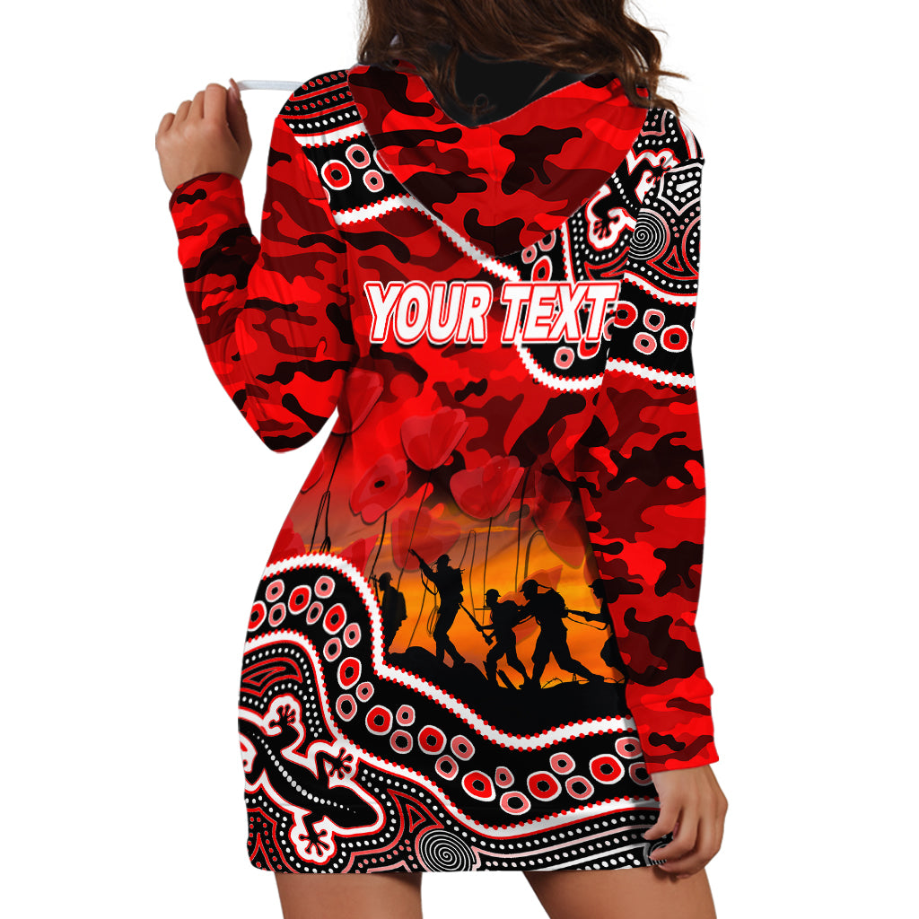 (Custom Personalised) Anzac Day NRL - Dragons Hoodie Dress Aboriginal Lizard Patterns - Vibe Hoodie Shop