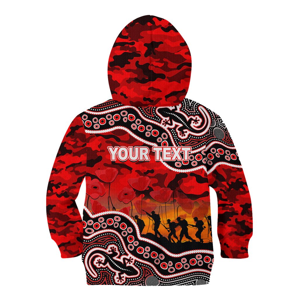 (Custom Personalised) Anzac Day NRL - Dragons Kid Hoodie Aboriginal Lizard Patterns - Vibe Hoodie Shop