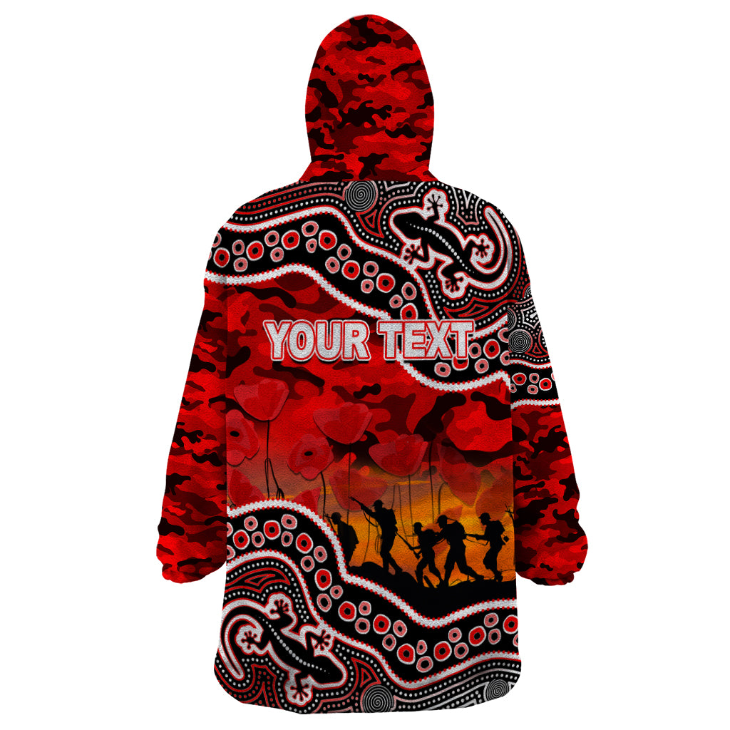 (Custom Personalised) Anzac Day NRL - Dragons Wearable Blanket Hoodie Aboriginal Lizard Patterns - Vibe Hoodie Shop