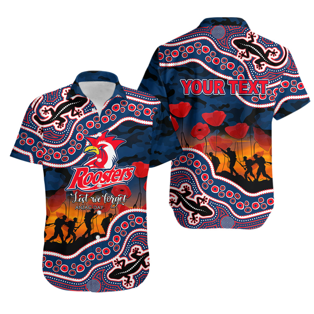 (Custom Personalised) Anzac Day NRL - Rooster Hawaiian Shirt Aboriginal Lizard Patterns - Vibe Hoodie Shop