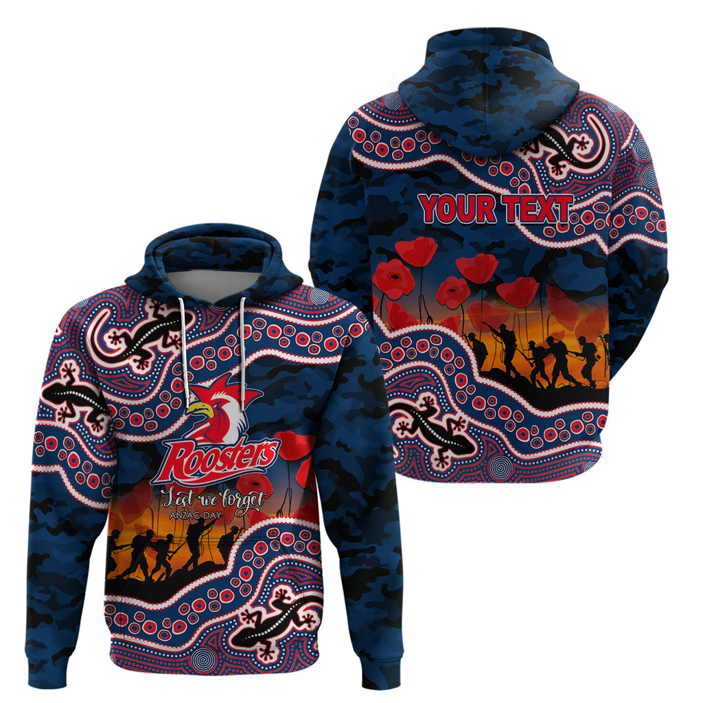 (Custom Personalised) Anzac Day NRL - Rooster Hoodie Aboriginal Lizard Patterns LT6 - Vibe Hoodie Shop