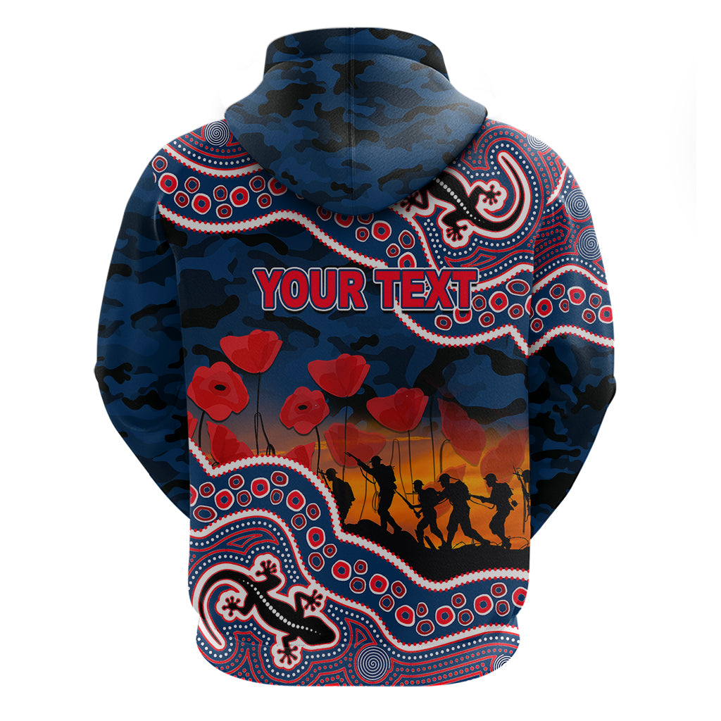 (Custom Personalised) Anzac Day NRL - Rooster Hoodie Aboriginal Lizard Patterns LT6 - Vibe Hoodie Shop