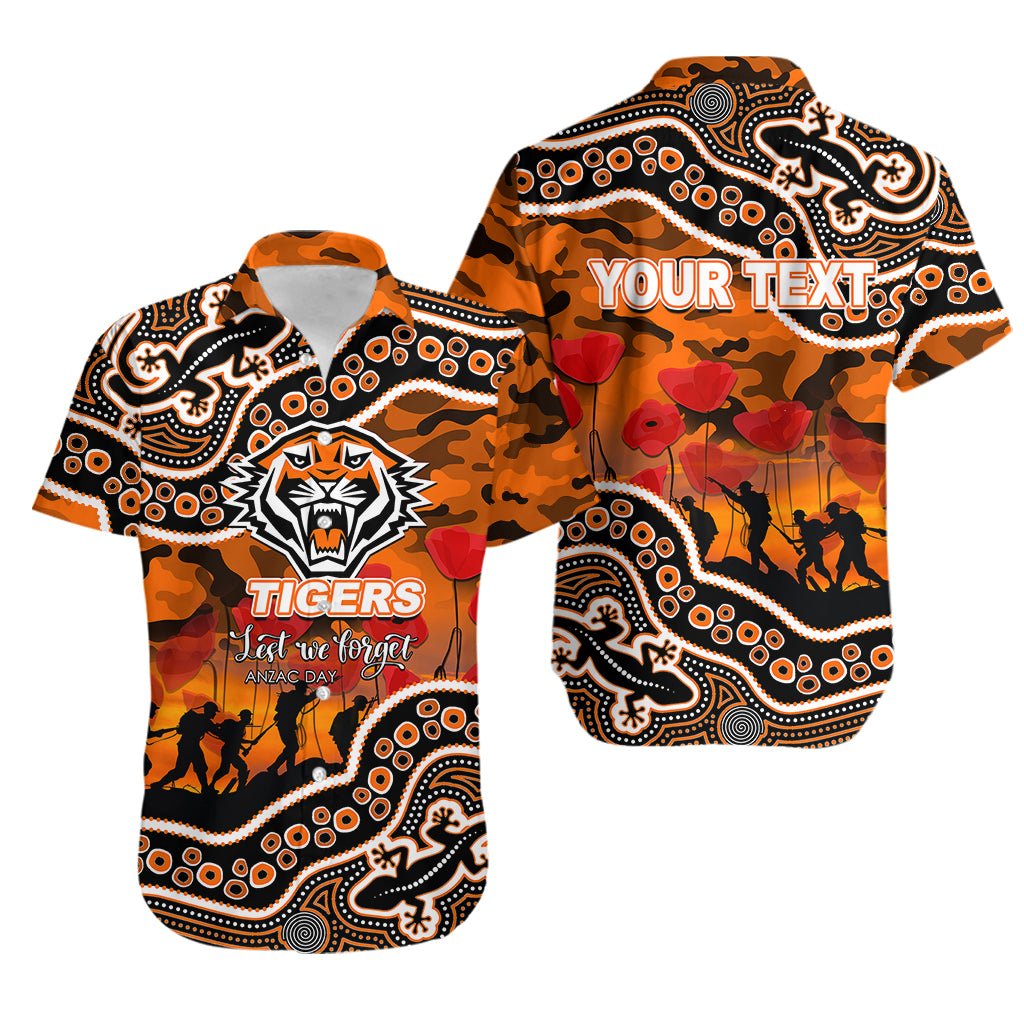 (Custom Personalised) Anzac Day NRL - Tigers Hawaiian Shirt Aboriginal Lizard Patterns - Vibe Hoodie Shop