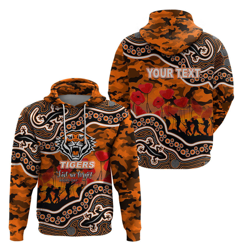 (Custom Personalised) Anzac Day NRL - Tigers Hoodie Aboriginal Lizard Patterns LT6 - Vibe Hoodie Shop