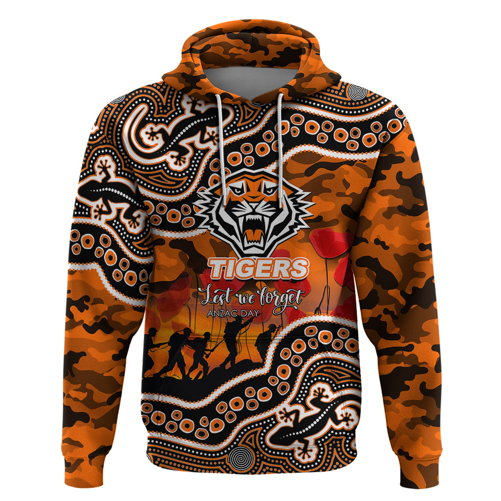 (Custom Personalised) Anzac Day NRL - Tigers Hoodie Aboriginal Lizard Patterns LT6 - Vibe Hoodie Shop