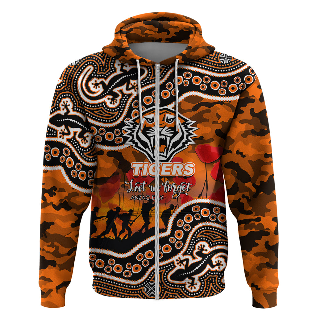 (Custom Personalised) Anzac Day NRL - Tigers Hoodie Aboriginal Lizard Patterns LT6 - Vibe Hoodie Shop