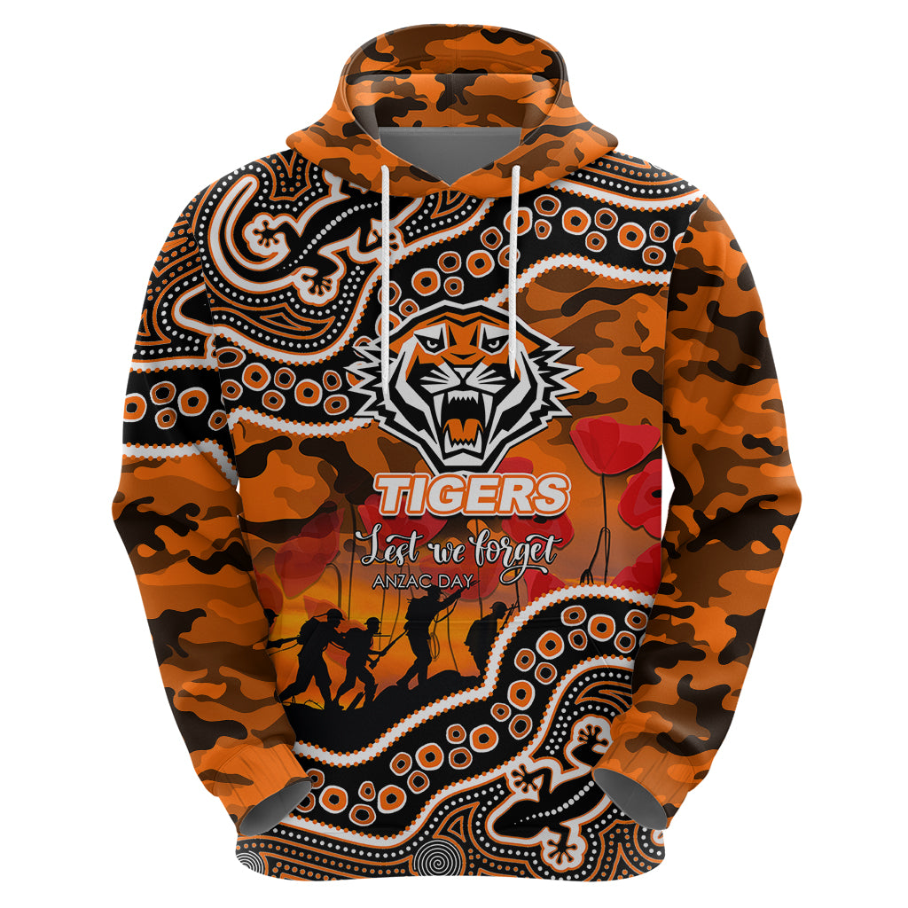 (Custom Personalised) Anzac Day NRL - Tigers Hoodie Aboriginal Lizard Patterns LT6 - Vibe Hoodie Shop