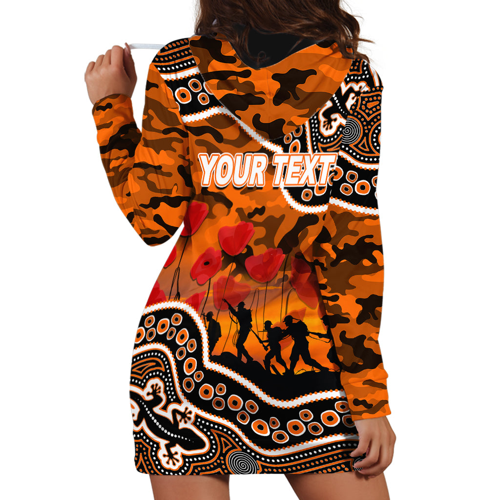 (Custom Personalised) Anzac Day NRL - Tigers Hoodie Dress Aboriginal Lizard Patterns - Vibe Hoodie Shop