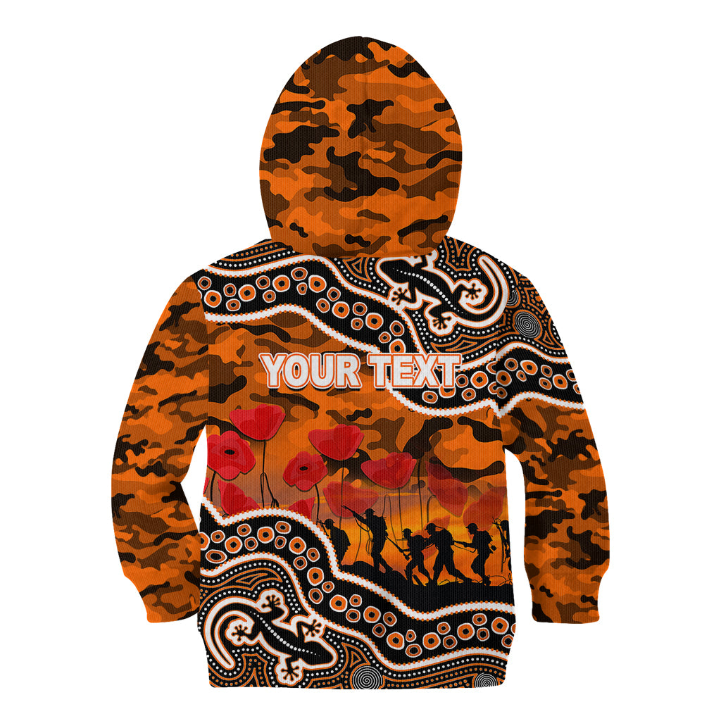 (Custom Personalised) Anzac Day NRL - Tigers Kid Hoodie Aboriginal Lizard Patterns - Vibe Hoodie Shop