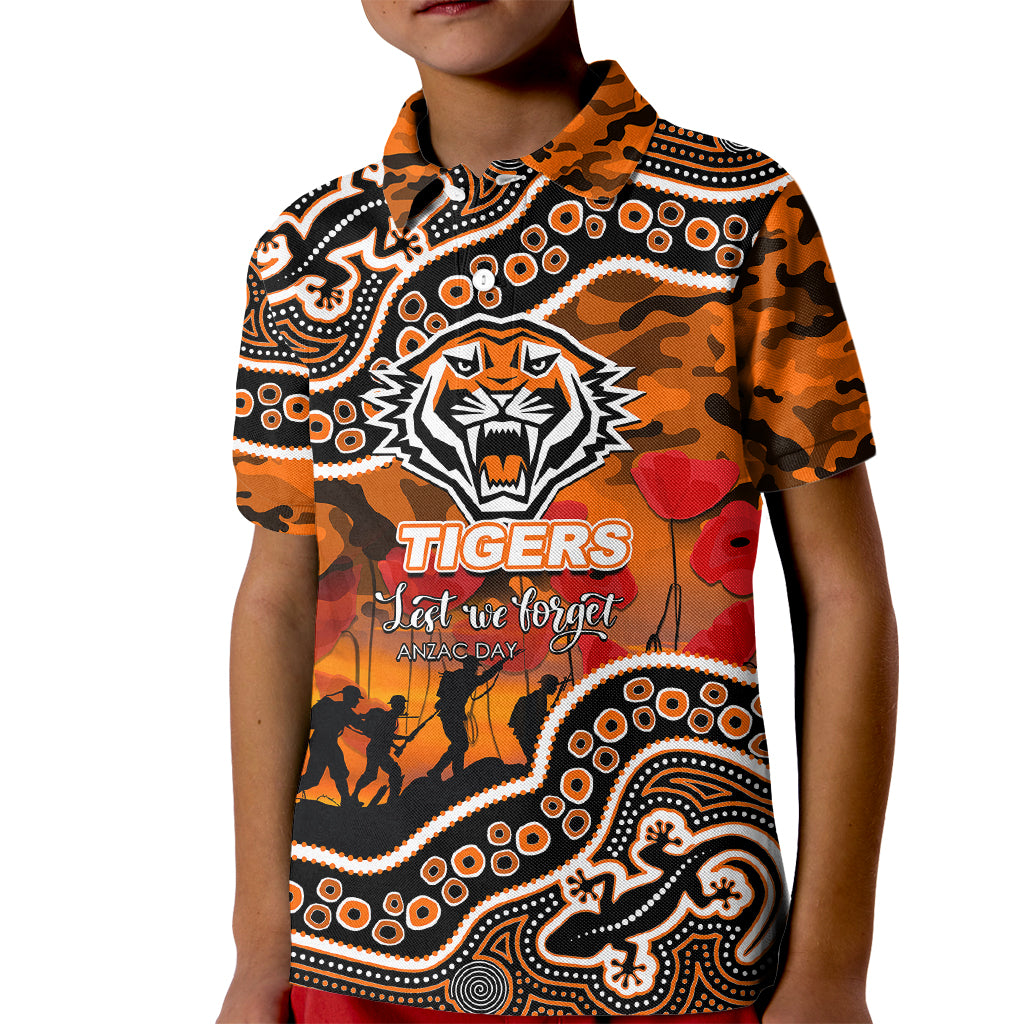 (Custom Personalised) Anzac Day NRL - Tigers Kid Polo Shirt Aboriginal Lizard Patterns - Vibe Hoodie Shop