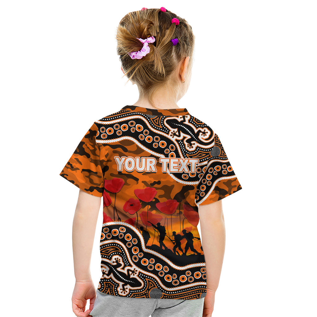 (Custom Personalised) Anzac Day NRL - Tigers Kid T Shirt Aboriginal Lizard Patterns - Vibe Hoodie Shop