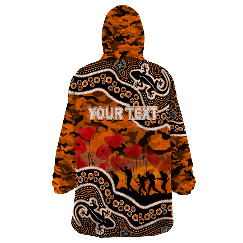 (Custom Personalised) Anzac Day NRL - Tigers Wearable Blanket Hoodie Aboriginal Lizard Patterns - Vibe Hoodie Shop