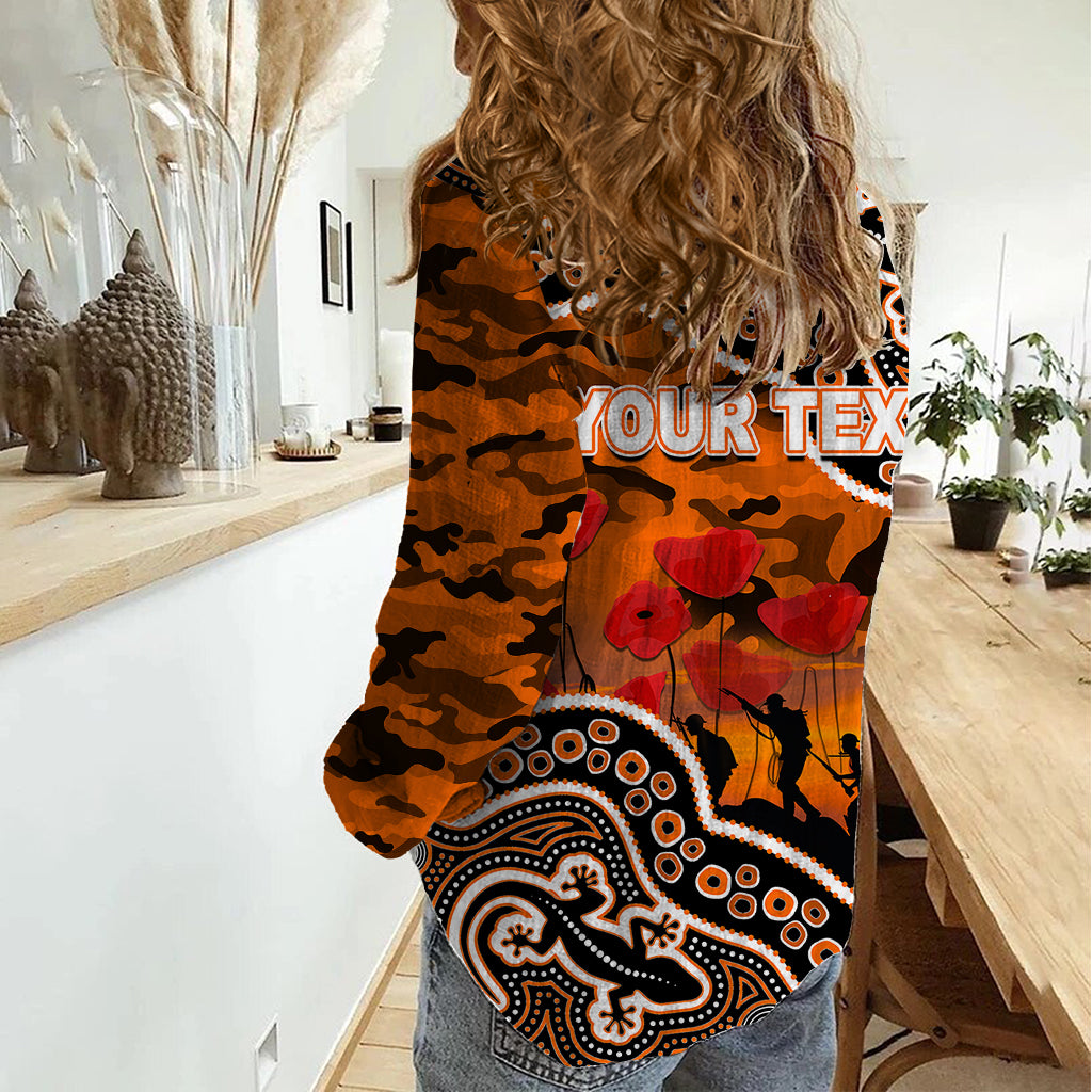 (Custom Personalised) Anzac Day NRL - Tigers Women Casual Shirt Aboriginal Lizard Patterns - Vibe Hoodie Shop