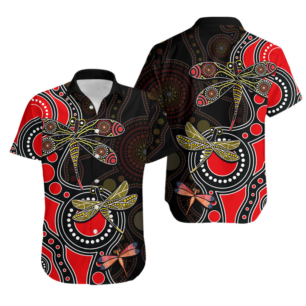 Aboriginal Dragonfly Hawaiian Shirt Red Style - Vibe Hoodie Shop
