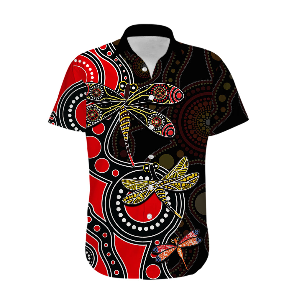 Aboriginal Dragonfly Hawaiian Shirt Red Style - Vibe Hoodie Shop