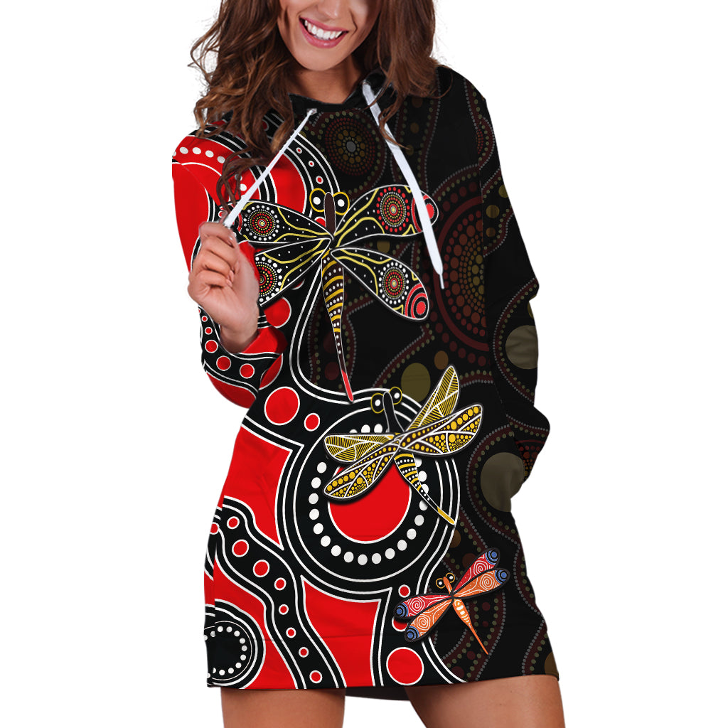 Aboriginal Dragonfly Hoodie Dress Red Style - Vibe Hoodie Shop