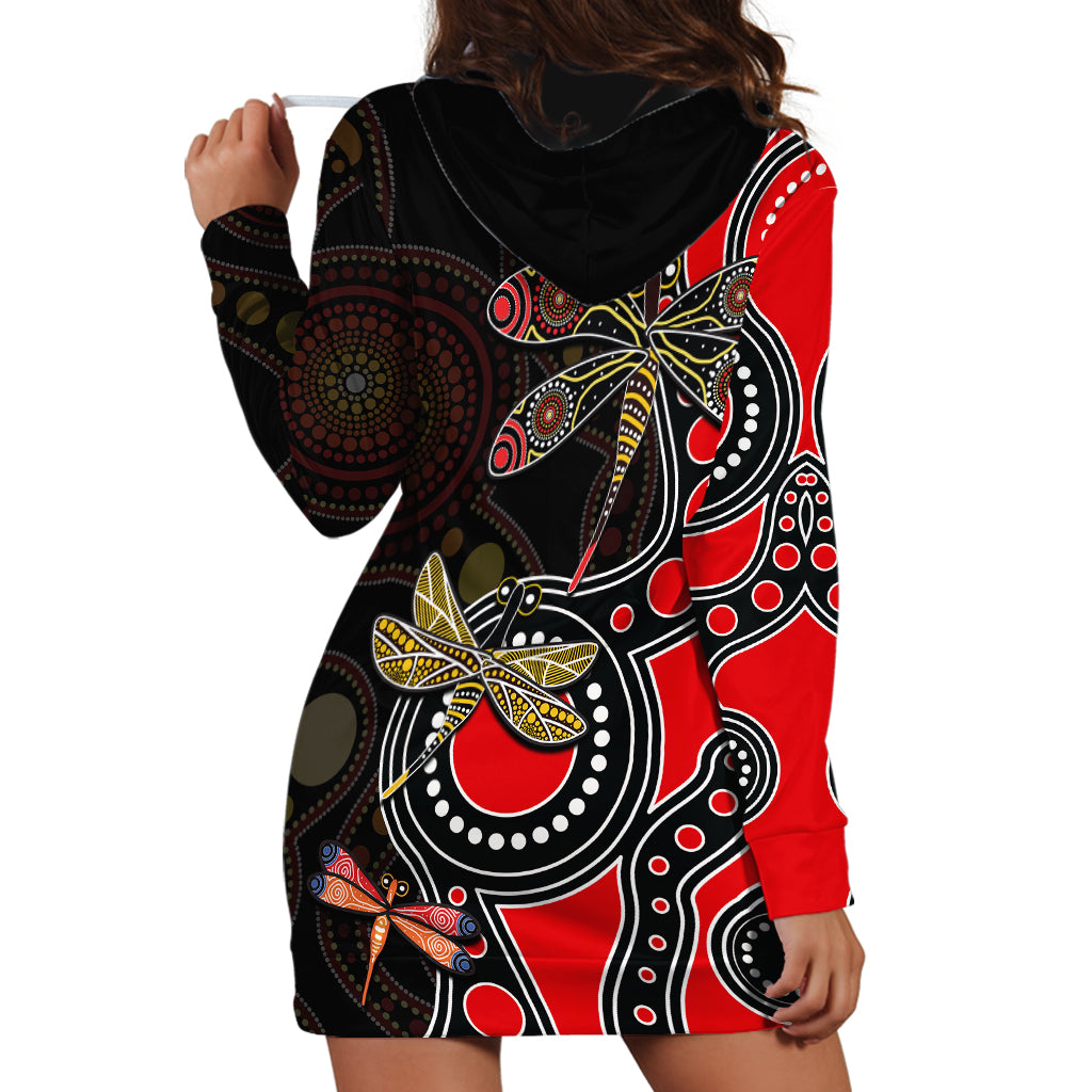 Aboriginal Dragonfly Hoodie Dress Red Style - Vibe Hoodie Shop