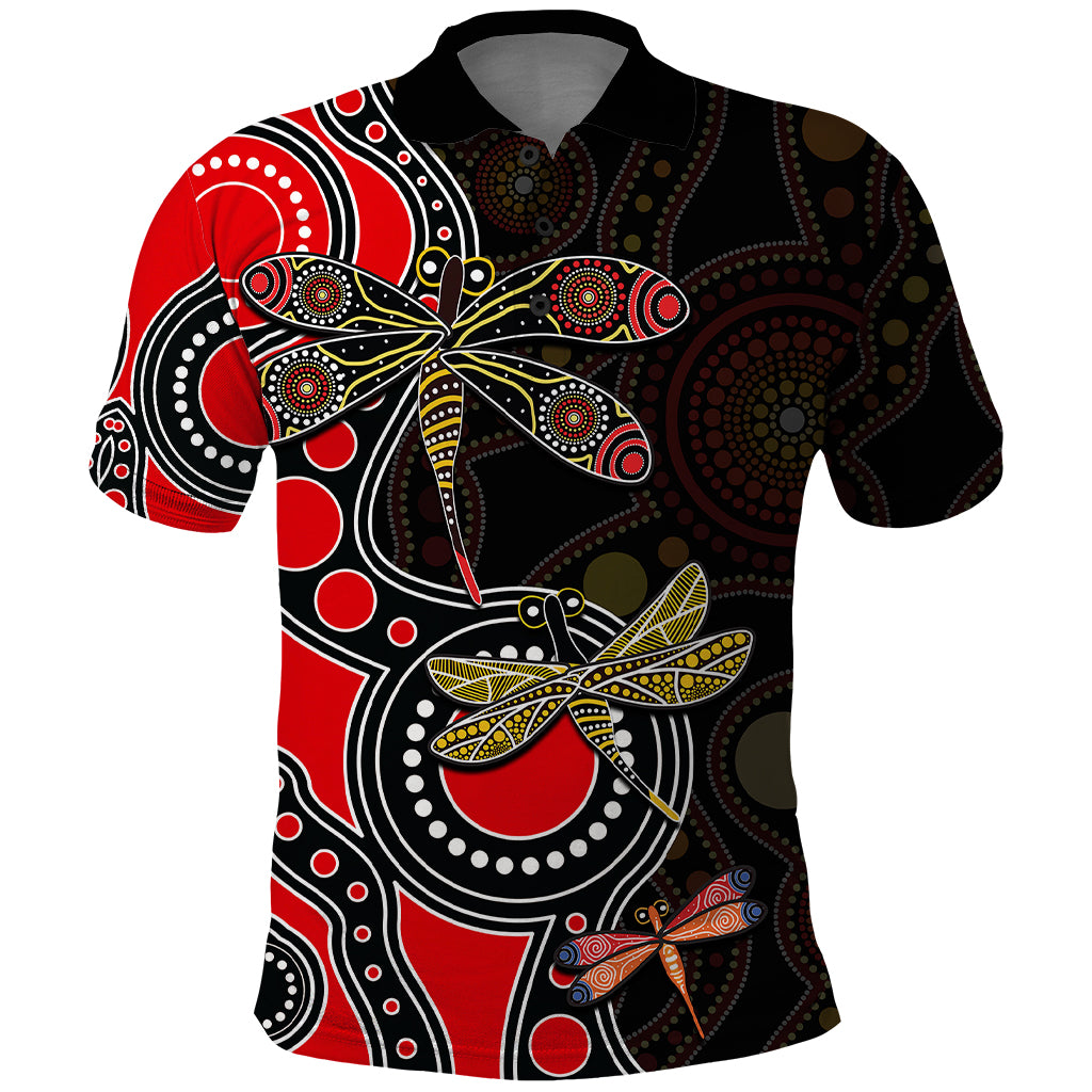 Aboriginal Dragonfly Polo Shirt Red Style - Vibe Hoodie Shop