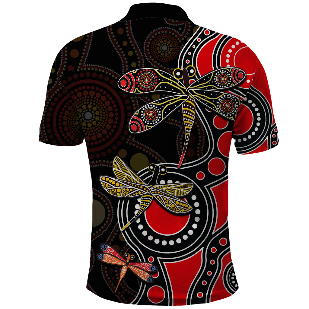 Aboriginal Dragonfly Polo Shirt Red Style - Vibe Hoodie Shop