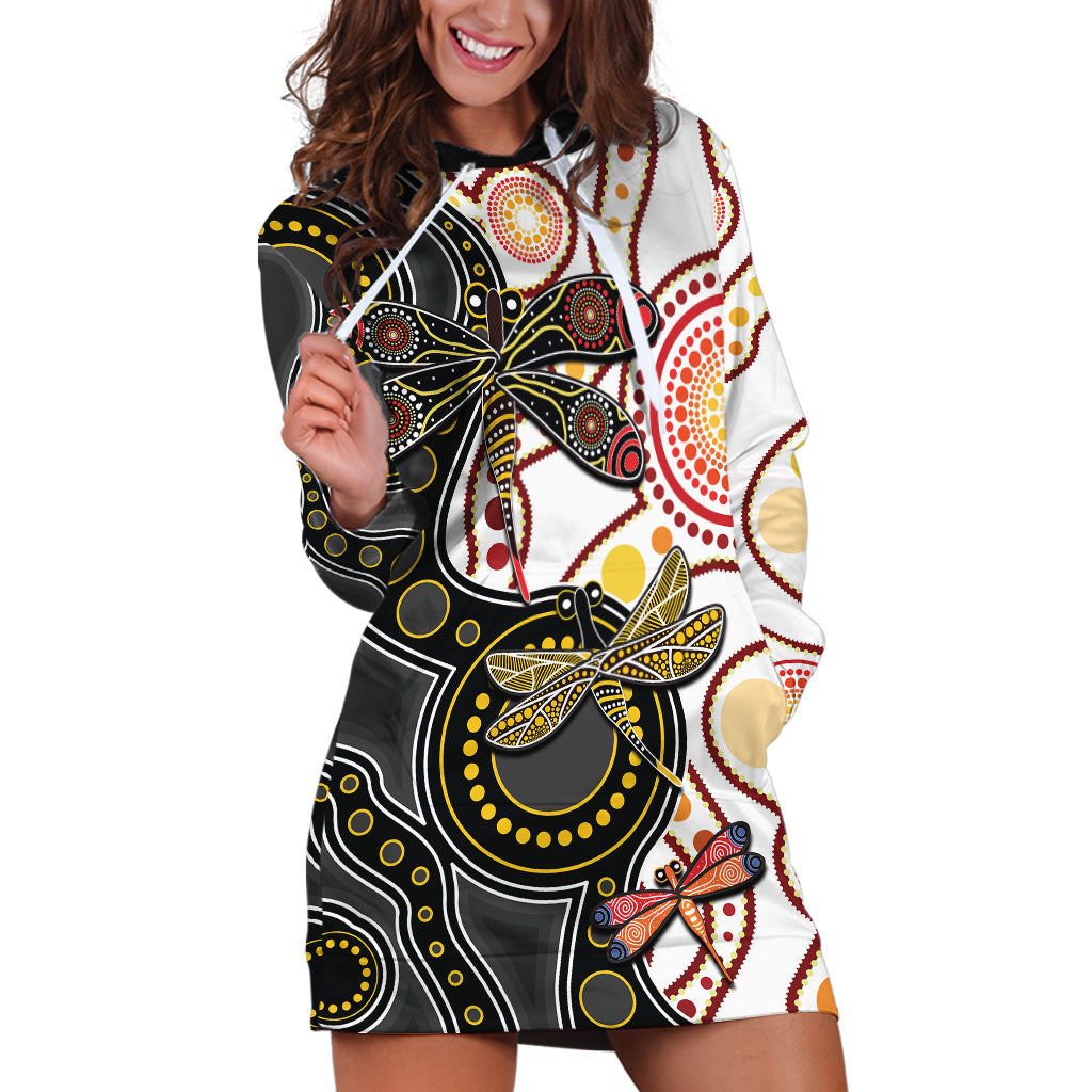 Aboriginal Dragonfly Hoodie Dress White Style - Vibe Hoodie Shop