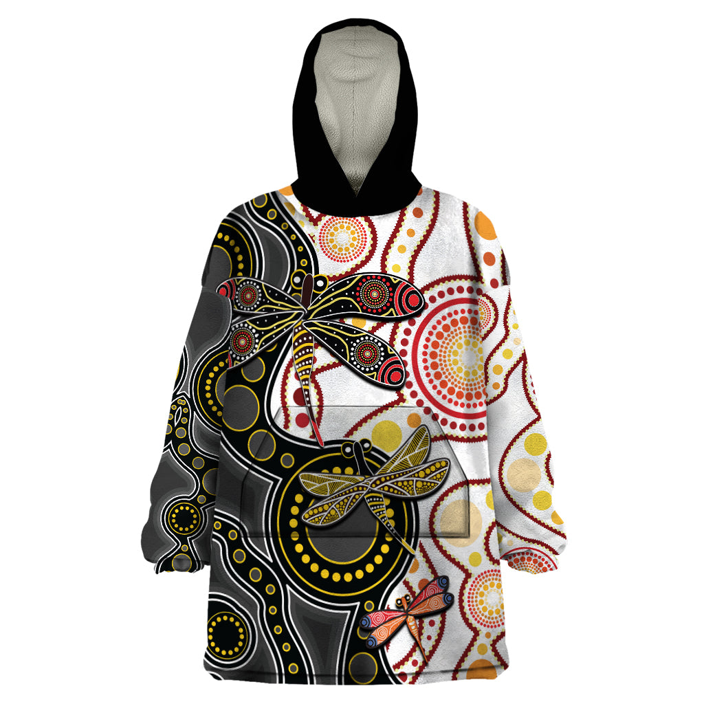 Aboriginal Dragonfly Wearable Blanket Hoodie White Style - Vibe Hoodie Shop