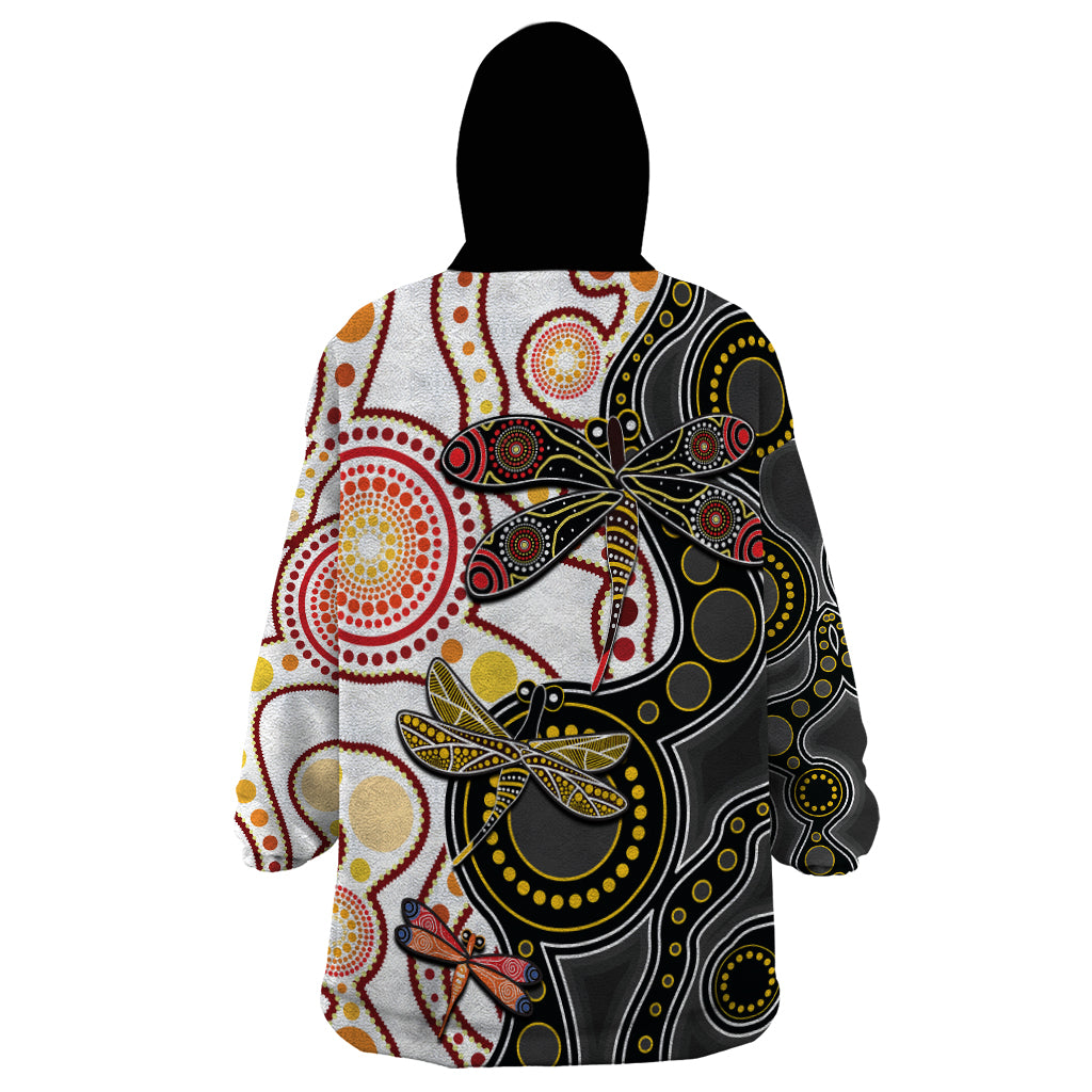 Aboriginal Dragonfly Wearable Blanket Hoodie White Style - Vibe Hoodie Shop