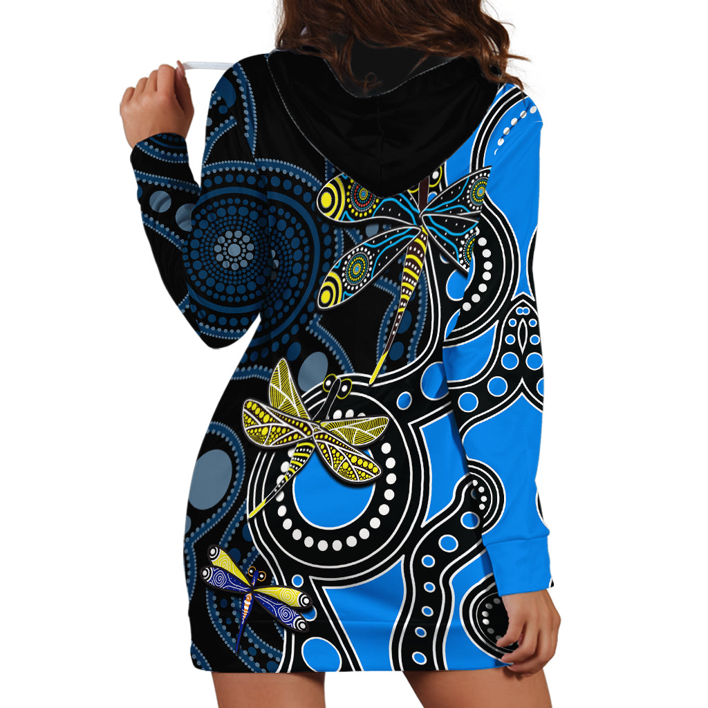 Aboriginal Dragonfly Hoodie Dress Blue Style - Vibe Hoodie Shop