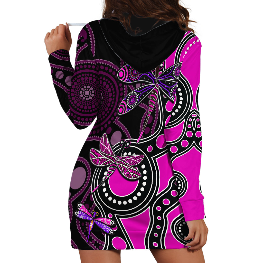 Aboriginal Dragonfly Hoodie Dress Pink Style - Vibe Hoodie Shop