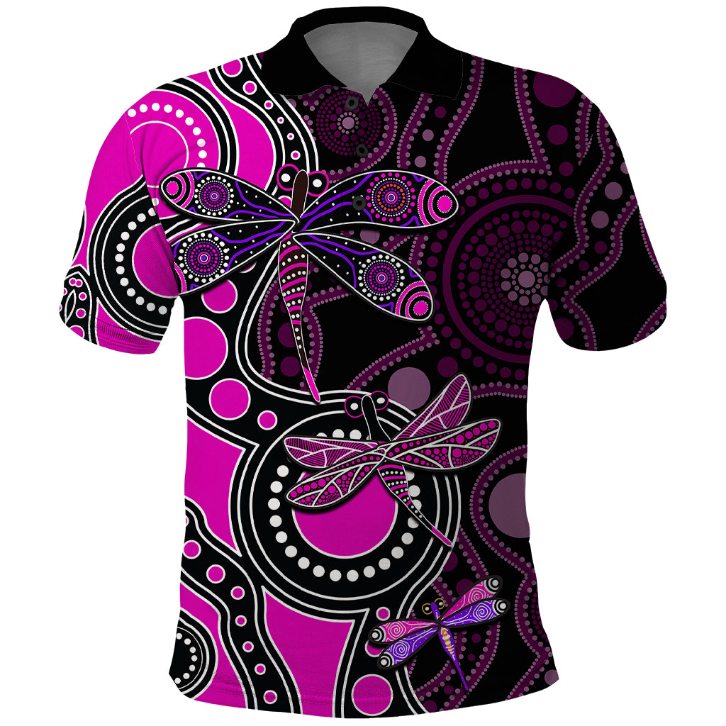 Aboriginal Dragonfly Polo Shirt Pink Style - Vibe Hoodie Shop