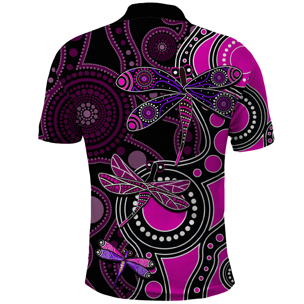 Aboriginal Dragonfly Polo Shirt Pink Style - Vibe Hoodie Shop