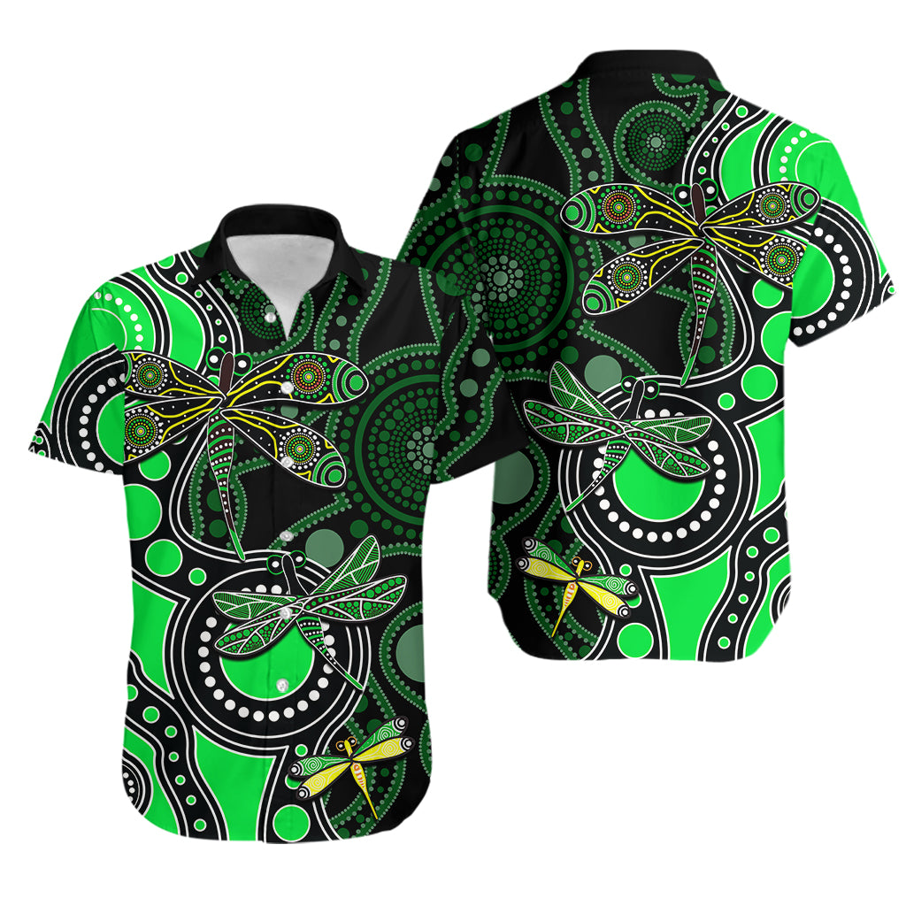 Aboriginal Dragonfly Hawaiian Shirt Green Style - Vibe Hoodie Shop