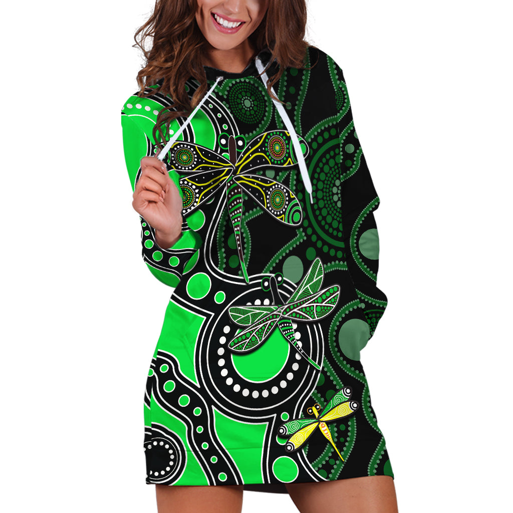 Aboriginal Dragonfly Hoodie Dress Green Style - Vibe Hoodie Shop