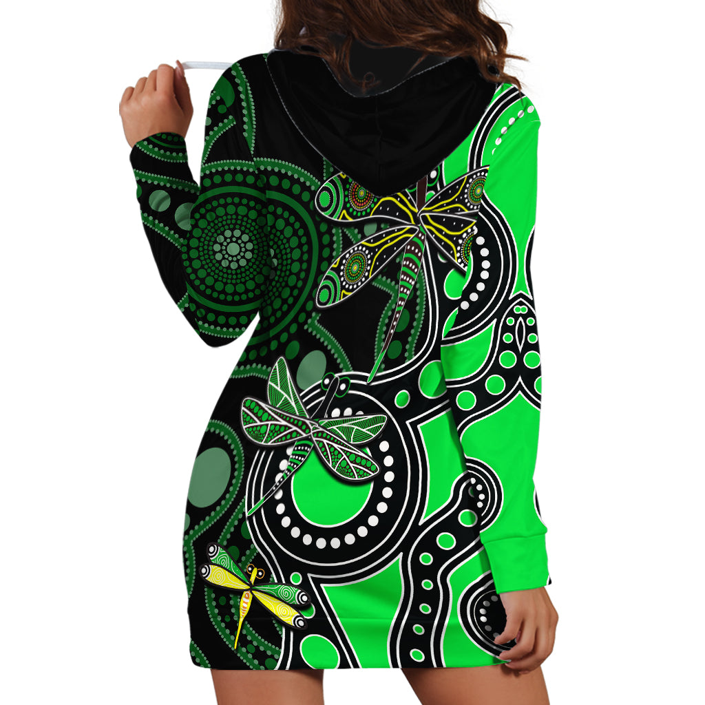 Aboriginal Dragonfly Hoodie Dress Green Style - Vibe Hoodie Shop