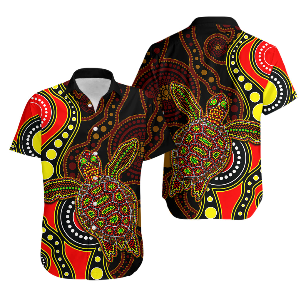 Aboriginal Turtle Hawaiian Shirt Red Style - Vibe Hoodie Shop