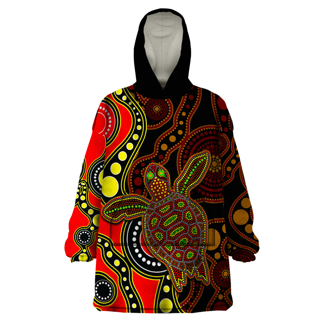 Aboriginal Turtle Wearable Blanket Hoodie Red Style - Vibe Hoodie Shop