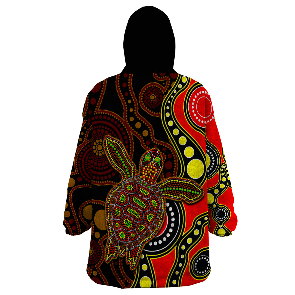 Aboriginal Turtle Wearable Blanket Hoodie Red Style - Vibe Hoodie Shop