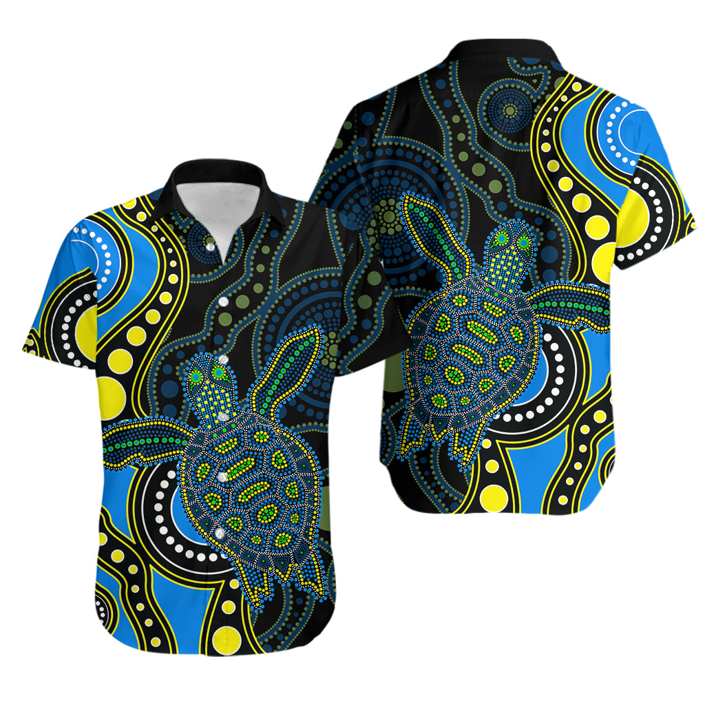 Aboriginal Turtle Hawaiian Shirt Blue Style - Vibe Hoodie Shop