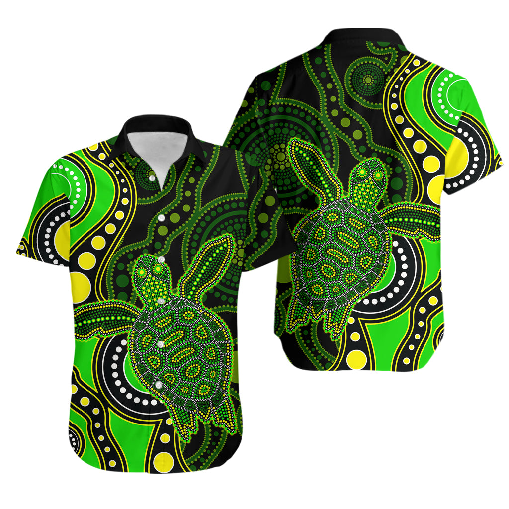 Aboriginal Turtle Hawaiian Shirt Green Style - Vibe Hoodie Shop