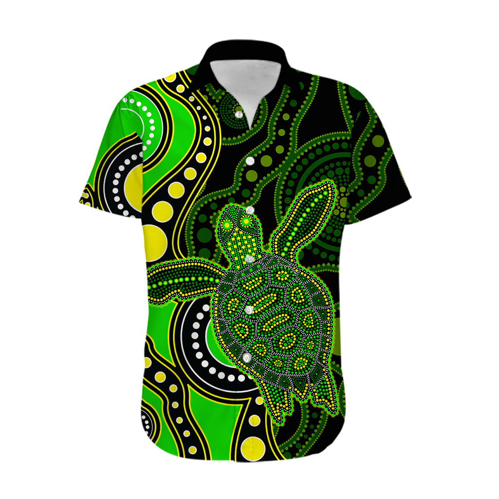 Aboriginal Turtle Hawaiian Shirt Green Style - Vibe Hoodie Shop