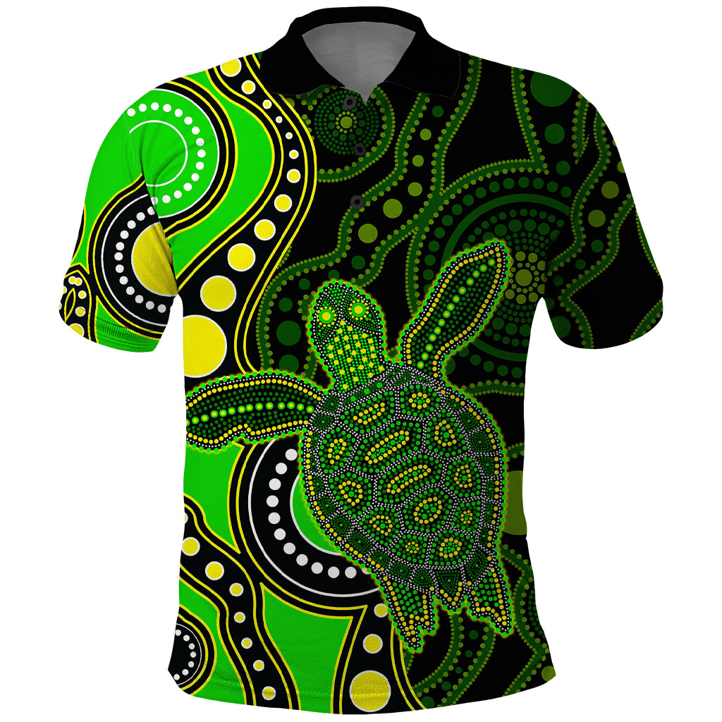 Aboriginal Turtle Polo Shirt Green Style - Vibe Hoodie Shop