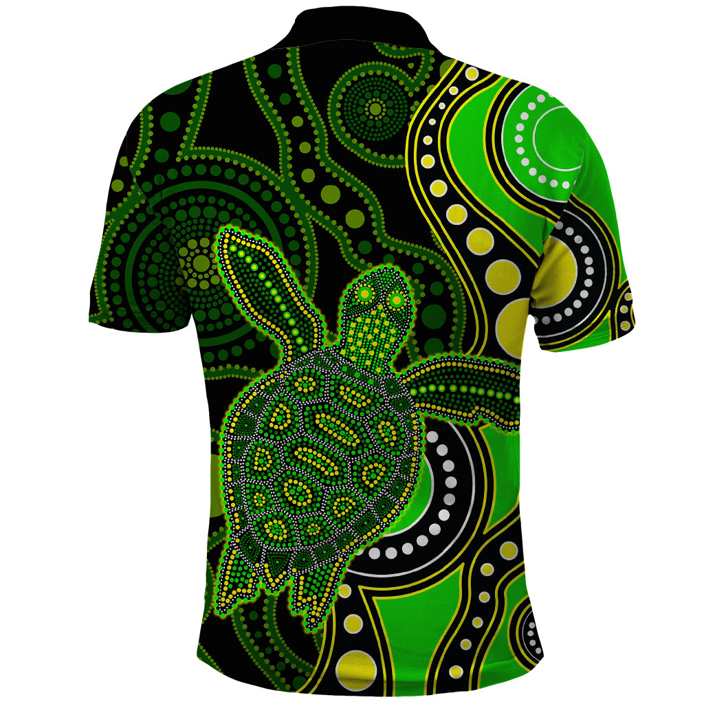 Aboriginal Turtle Polo Shirt Green Style - Vibe Hoodie Shop