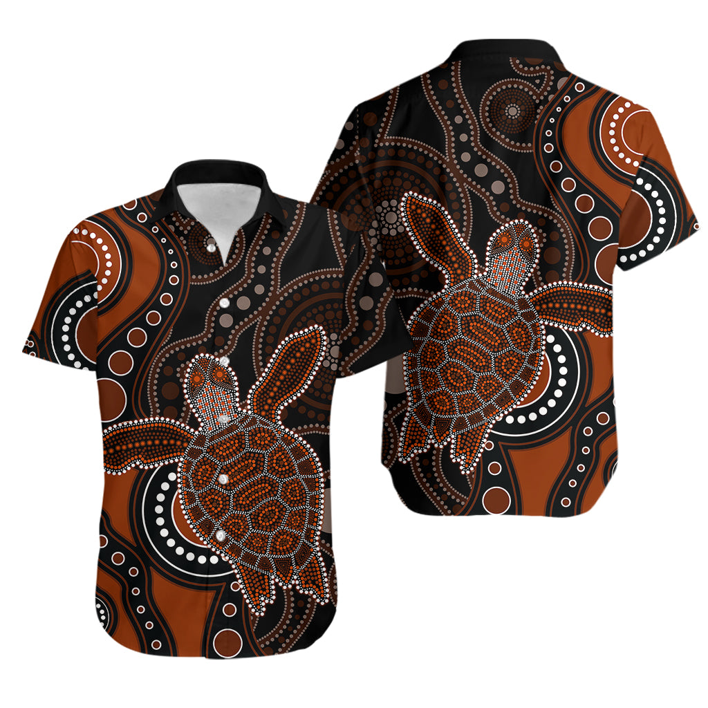 Aboriginal Turtle Hawaiian Shirt Brown Style - Vibe Hoodie Shop