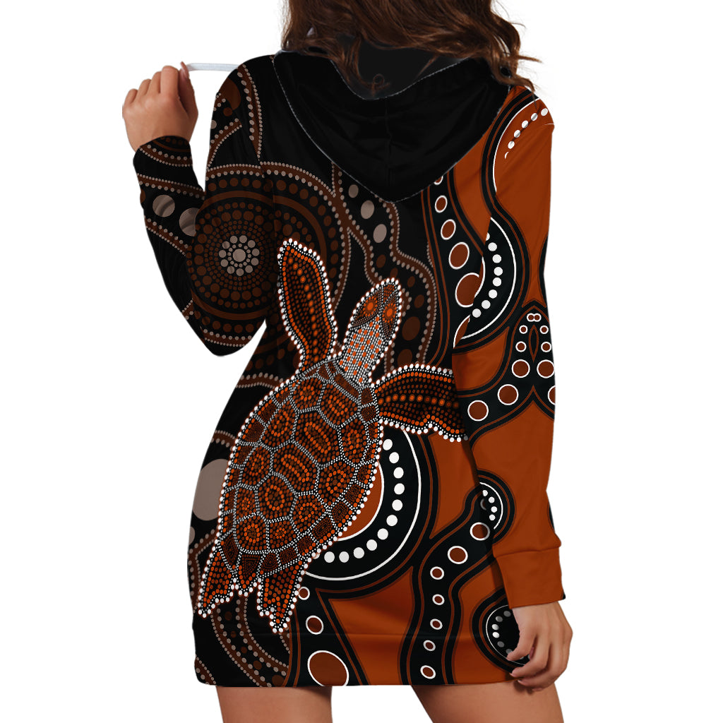 Aboriginal Turtle Hoodie Dress Brown Style - Vibe Hoodie Shop