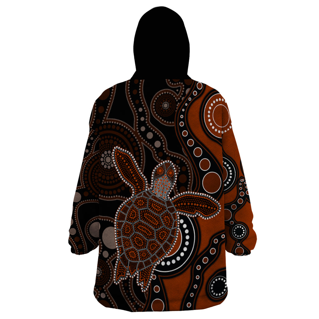 Aboriginal Turtle Wearable Blanket Hoodie Brown Style - Vibe Hoodie Shop