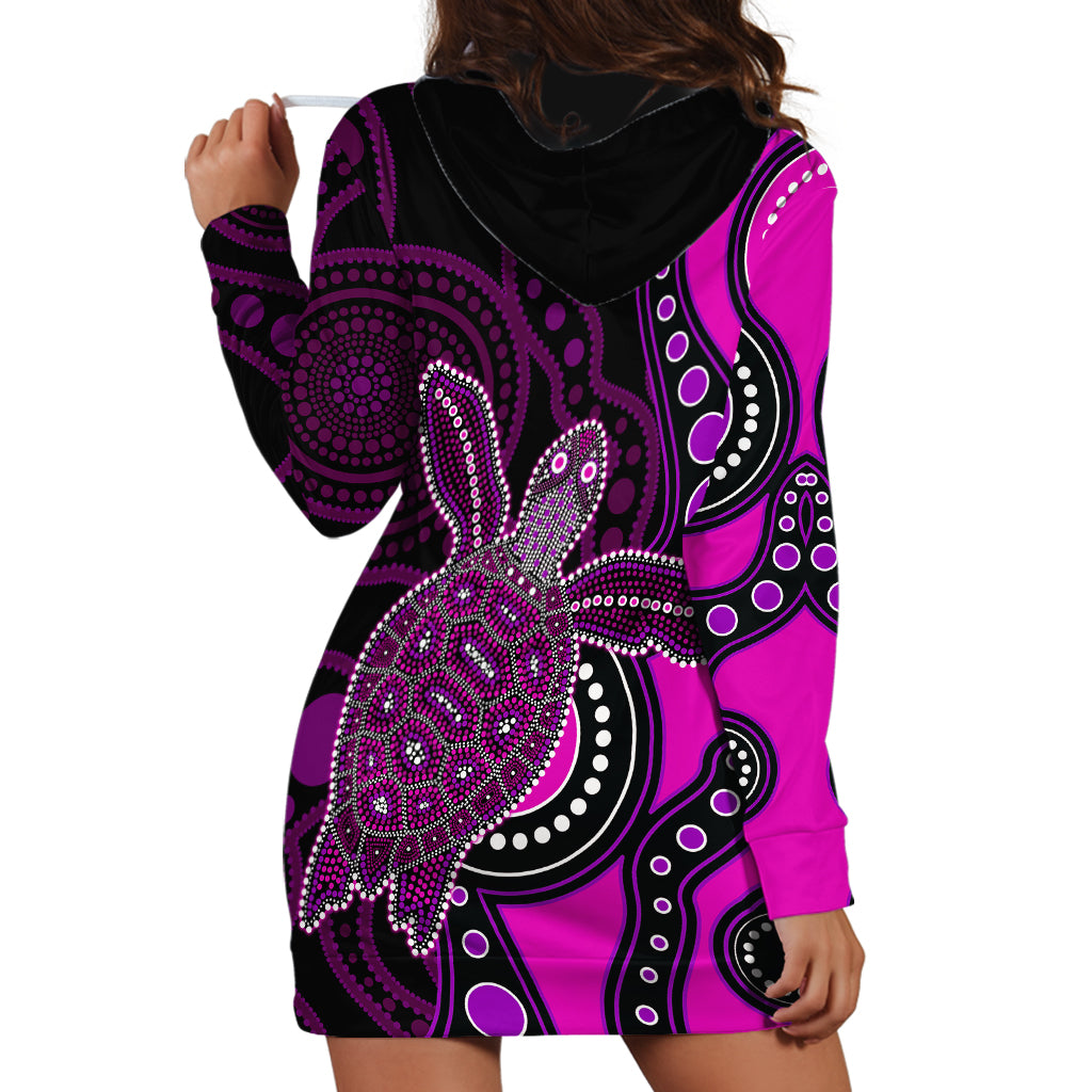 Aboriginal Turtle Hoodie Dress Pink Style - Vibe Hoodie Shop