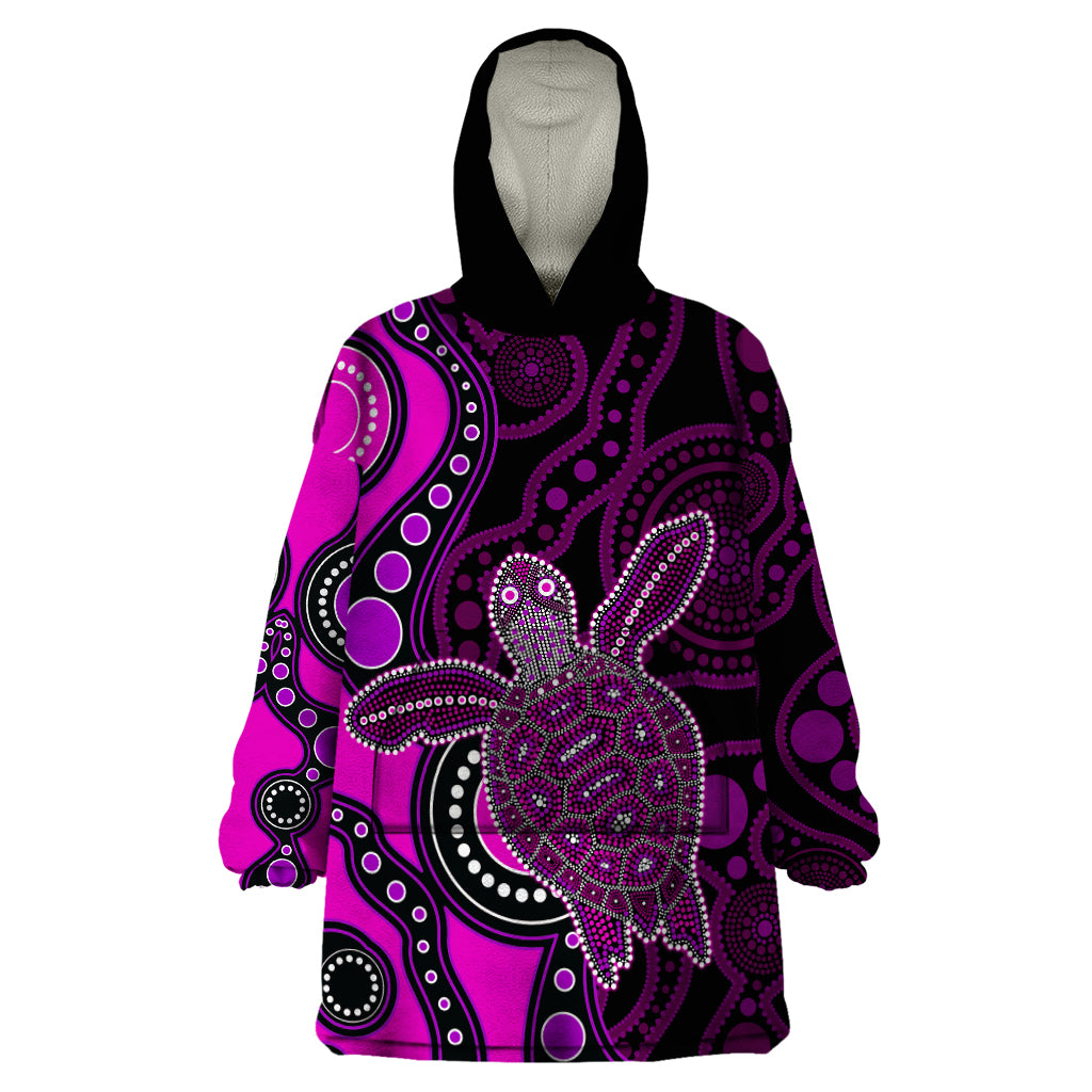 Aboriginal Turtle Wearable Blanket Hoodie Pink Style - Vibe Hoodie Shop