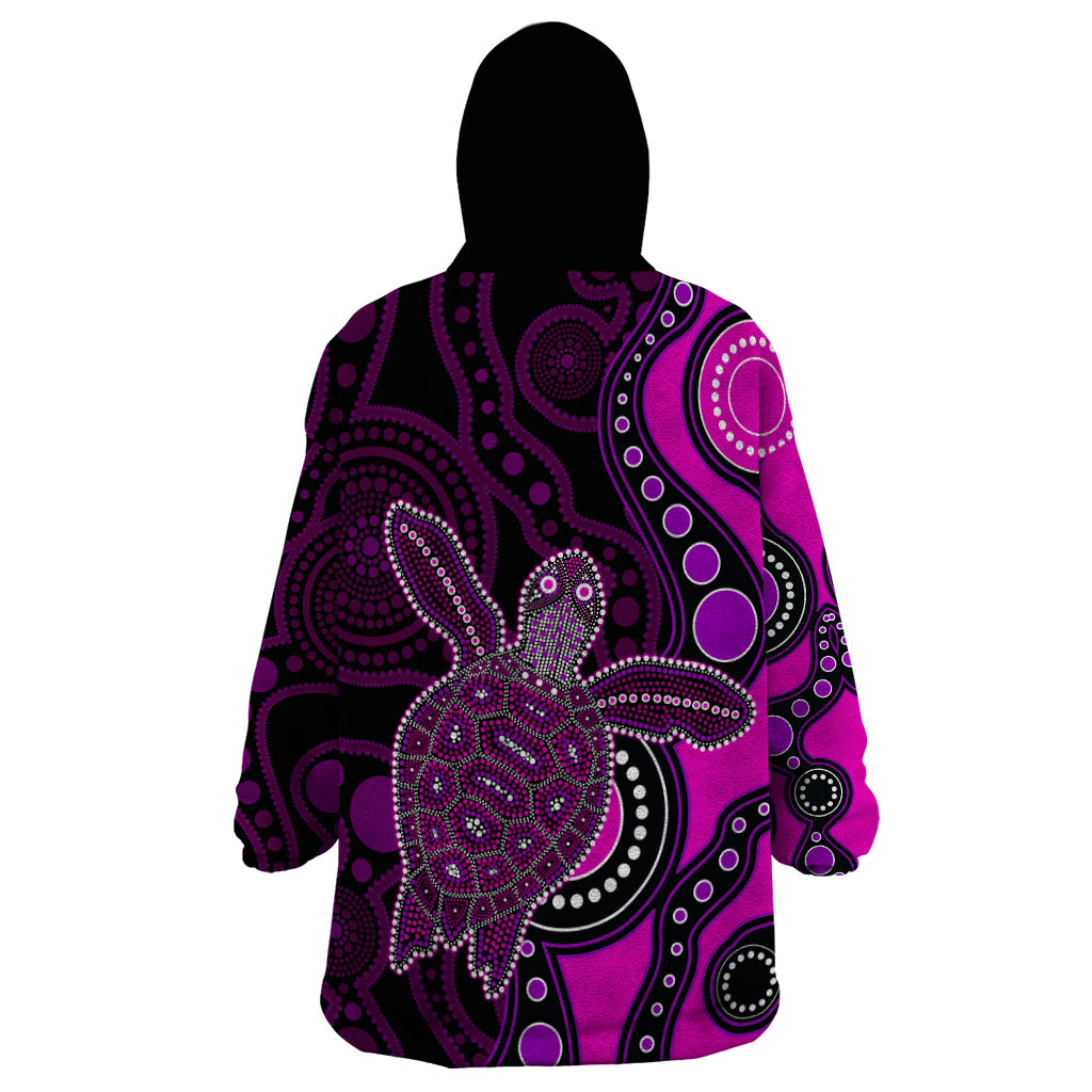 Aboriginal Turtle Wearable Blanket Hoodie Pink Style - Vibe Hoodie Shop