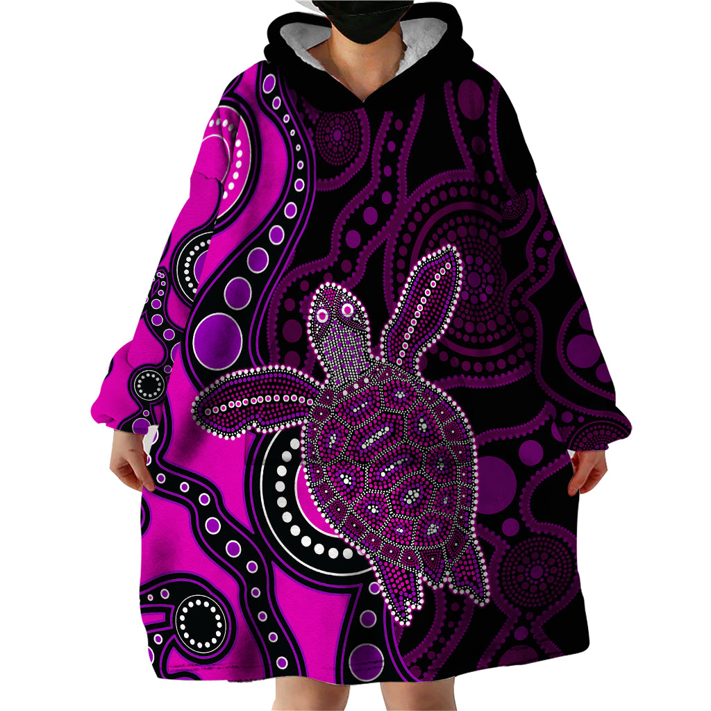 Aboriginal Turtle Wearable Blanket Hoodie Pink Style - Vibe Hoodie Shop